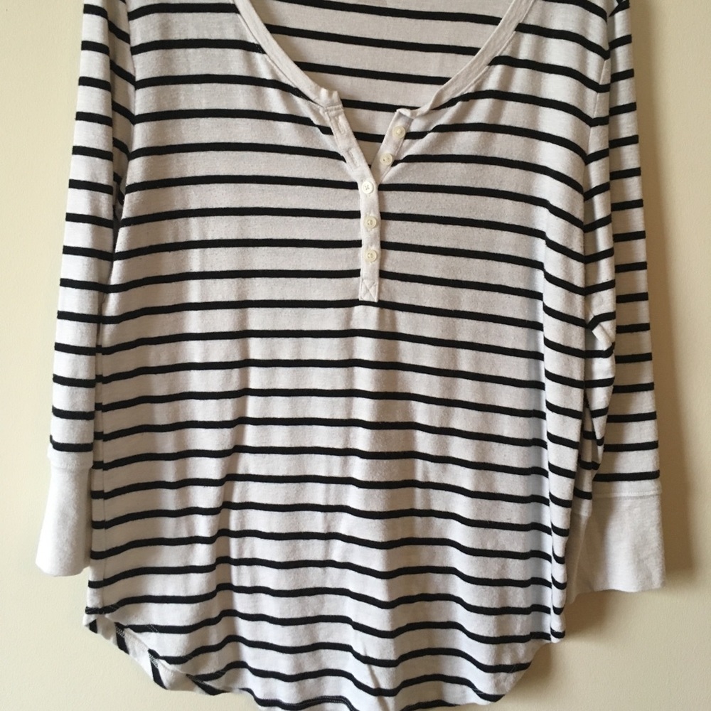 Striped XXL 3/4 Length Henley